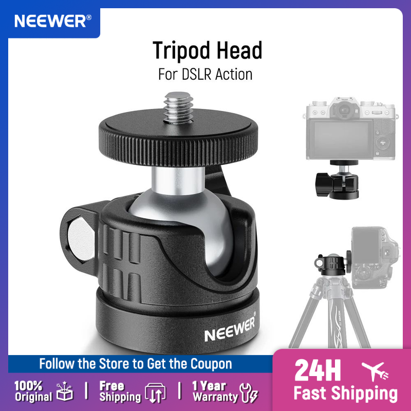 Webcam Ring Light - NEEWER Mini-balhoofd, draagbare statiefkop Camera Mount