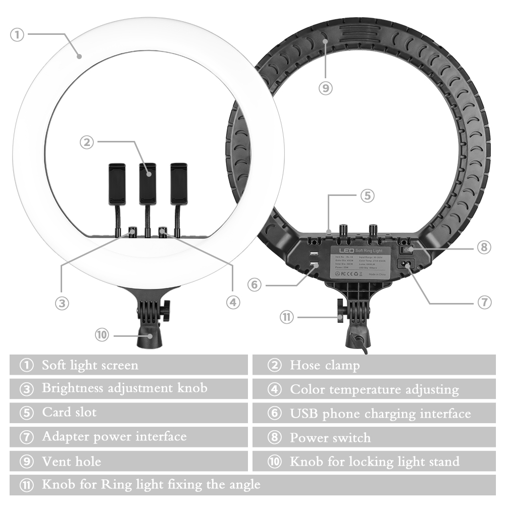 SH 18 Inch Knob Ring Light LED - Webcam Ring Light recensie en prijs